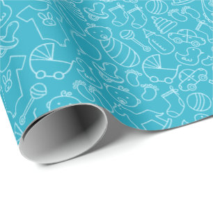 Papier Cadeau C'est un Baby shower bleu garçon