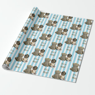 Papier Cadeau C'est un Baby shower de bébé garçon Cowboy et Tedd