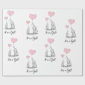 Papier Cadeau C'est un Baby shower-mère fille rose éléphant (Plat)