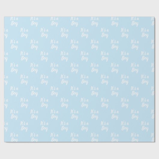 Papier Cadeau C'est un cadeau de baby shower blanc bleu clair (Plat)