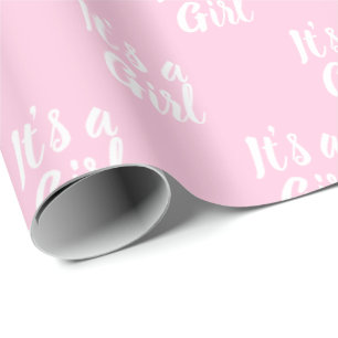 Papier Cadeau C'est un cadeau de baby shower blanc rose pâle