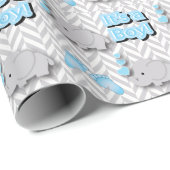 Papier Cadeau C'est un garçon - Baby Elephant (Coin rond)