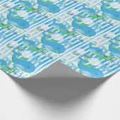 Papier Cadeau C'est un Garçon Bleu Bébé Baleines (Coin)