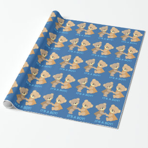 Papier Cadeau C'est un garçon mignon Motif Nounours