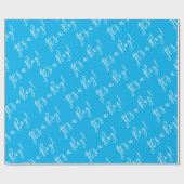 Papier Cadeau C'est un garçon Script Baby shower bleu papier env (Plat)