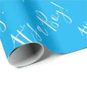 Papier Cadeau C'est un garçon Script Baby shower bleu papier env (Coin rond)
