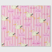 Papier Cadeau C'est un joli thème de cigogne rose (Plat)