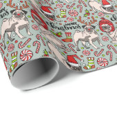 Papier Cadeau C'est un joyeux motif de Noël de carlin (Coin rond)