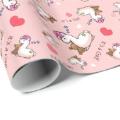 Papier Cadeau C'est un lama de fille ! (Coin rond)