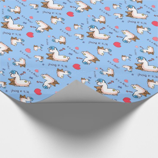 Papier Cadeau C'est un lama de garçon ! (Coin)