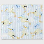 Papier Cadeau C'est un thème cigogne bleu garçon (Plat)