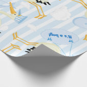 Papier Cadeau C'est un thème cigogne bleu garçon (Coin)