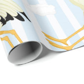 Papier Cadeau C'est un thème cigogne bleu garçon (Coin rond)