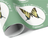 Papier Cadeau C'est une fête d'anniversaire de papillon à queue (Coin rond)