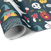 Papier Cadeau C'est une fête d'anniversaire d'Halloween Ajouter (Coin rond)