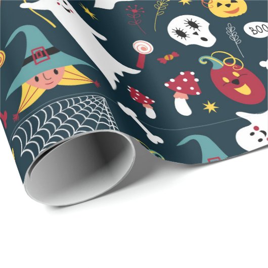 Papier Cadeau C'est une fête d'anniversaire d'Halloween Ajouter (Coin rond)