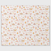 Papier Cadeau C'est une fille. Joli baby shower motif rose paste (Plat)