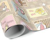 Papier Cadeau C'est une fille mignonne petit ours (Coin rond)