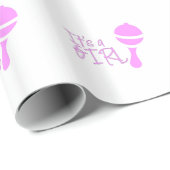 Papier Cadeau C'est une fille rose mignonne fille mignonne Baby  (Coin rond)