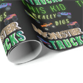 Papier Cadeau Cet Enfant A Vraiment Digéré Des Camions Monster (Coin rond)