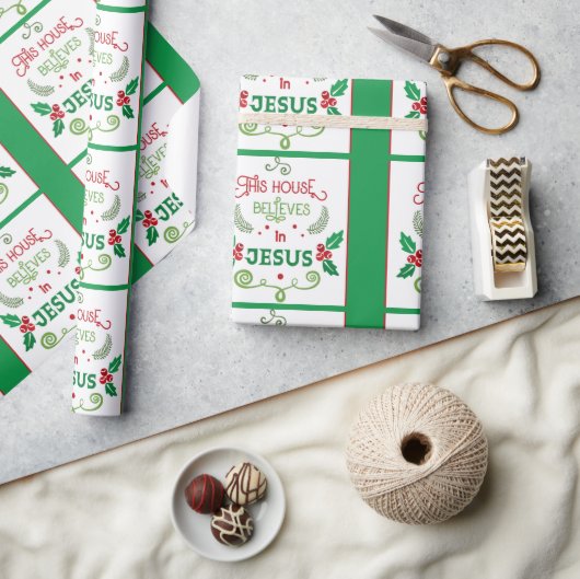 Papier Cadeau Cette Maison croit en Jésus (Artisanat)