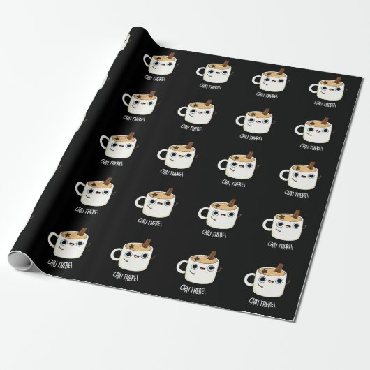 Papier Cadeau Chai There Funny Chai Tea Pun Dark BG (Déroulé)