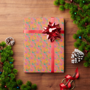 Papier Cadeau Chainmail floral en rose