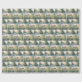 Papier Cadeau Chaise Et Coupe Rouge En Fleur sauvage (Plat)