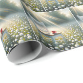 Papier Cadeau Chaise Et Coupe Rouge En Fleur sauvage (Coin rond)