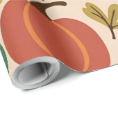 Papier Cadeau Chalet Citrouille d'Halloween d'automne à main lun (Coin rond)