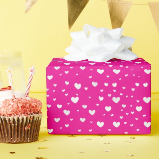 Papier Cadeau Chaleur blanche sur rose néon (Fête d'anniversaire)