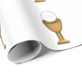 Papier Cadeau Chalice d'or et hôte - Sainte Communion (Coin rond)