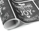 Papier Cadeau Chalkboard Christmas Joy (Coin rond)