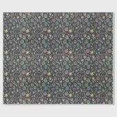 Papier Cadeau Chalkboard Easter Bunny Doodle Pattern Wrapping  (Plat)