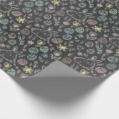 Papier Cadeau Chalkboard Easter Bunny Doodle Pattern Wrapping  (Coin)