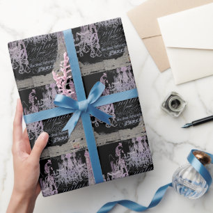 Papier Cadeau chalkboard scripts chandelier paris eiffel tower