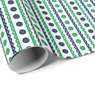 Papier Cadeau Chambre de couture et d'artisanat rayée prépa Navy