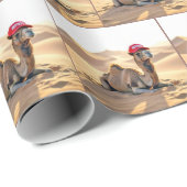 Papier Cadeau Chameau portant une casquette rouge de retraité (Coin rond)