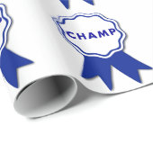 Papier Cadeau Champ Blue Ribbon (Coin rond)