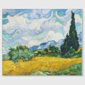 Papier Cadeau Champ de blé Vincent Van Gogh avec Cyprès (Plat)