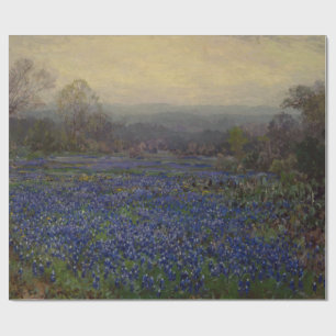 Papier Cadeau Champ de fleurs de bleuets (paysage rural)