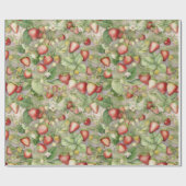 Papier Cadeau champ de fraises rouges mûres. (Plat)