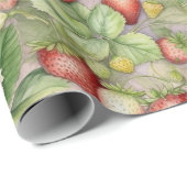 Papier Cadeau champ de fraises rouges mûres. (Coin rond)