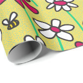 Papier Cadeau Champ de papier d'enveloppement de marguerites (Coin rond)