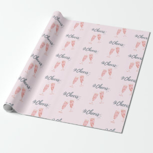 Papier Cadeau Champagne en or rose
