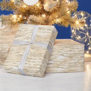 Papier Cadeau Champagne Faux Parties scintillant Zebra Stripes