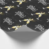 Papier Cadeau Champagne Gold Black Verre Confetti Moderne (Coin)