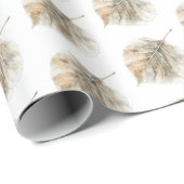 Papier Cadeau Champagne Gold Leaves Christmas (Coin rond)