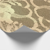 Papier Cadeau Champagne Métallurgique Luxe Dentelle Florale Bron (Coin)
