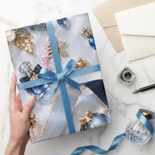 Papier Cadeau Champagne Noël Bleu Saphir